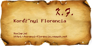 Korányi Florencia névjegykártya